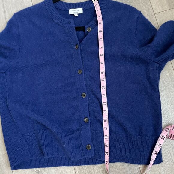 Madewell 100% Cashmere Button-Front Cardigan Sweater Navy Blue XXL - Picture 2 of 6